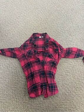 Make + Model Red and Black Plaid Button-Down Shirt